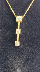 Diamond Necklace 3 Diamonds .85 Carat T.W. 14K Yellow Gold 4.3g